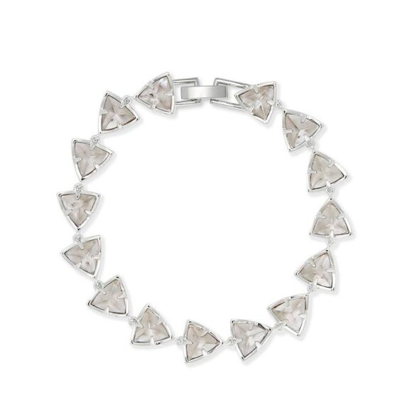 New Kendra Scott Perry Silver Link Bracelet in Gray Illusion NWT - Picture 1 of 3